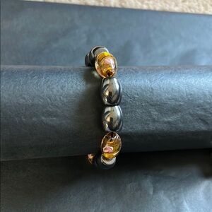 Vintage Magnetic Beaded Bracelet with Shimmery Beaded Accents